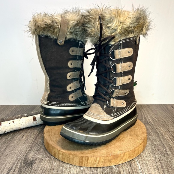 *Sorel | Joan Of Arctic NL1540-248 Sudan Brown Suede Waterproof Boots Size 7 - Picture 1 of 16